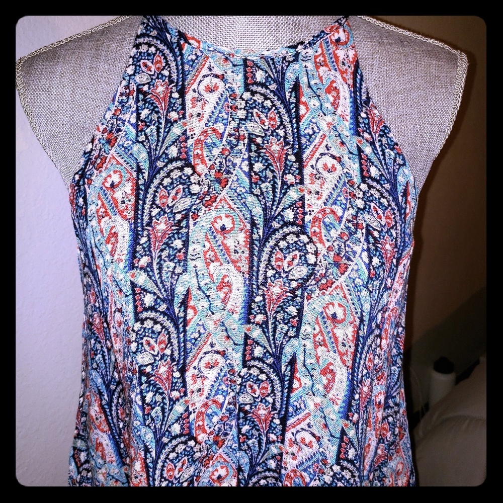 AE sleeveless Red,White &Blue Paisley dress